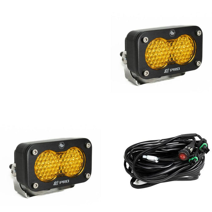 S2 Pro Black LED Auxiliary Light Pod Pair <br> Length 2.93in X Depth 1.68in X Height 1.76in