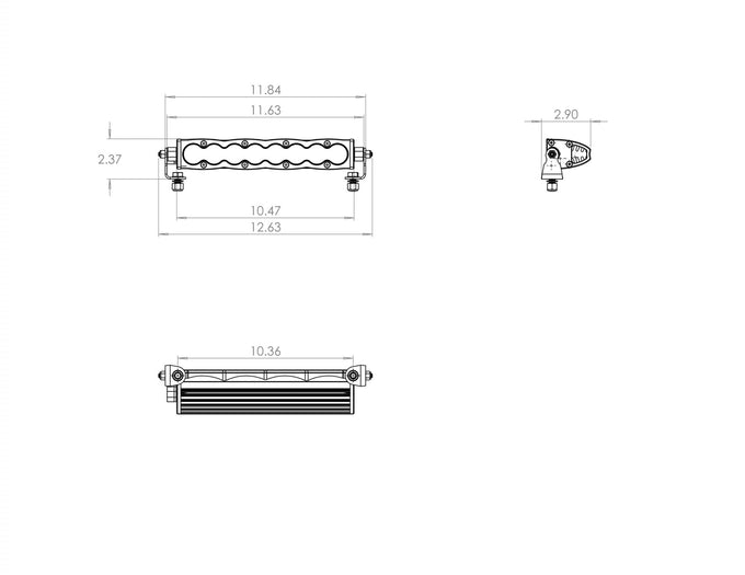 S8 Series Wide Driving Pattern 10in LED Light Bar <br> Length 10in X Depth 3in X Height 1.6in