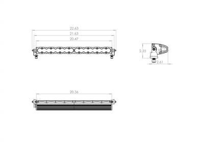 S8 Straight LED Light Bar <br> Length 20in X Depth 3in X Height 1.6in