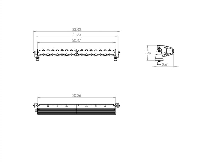 S8 Straight LED Light Bar <br> Length 20in X Depth 3in X Height 1.6in