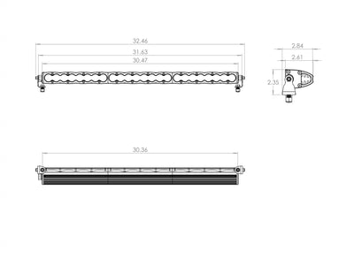 S8 Series Work/Scene Pattern 30in LED Light Bar <br> Length 30in X Depth 3in X Height 1.6in