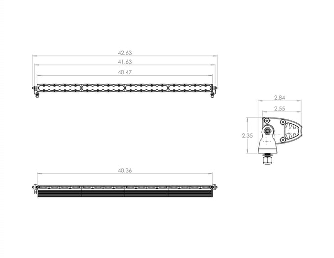 S8 Series Work/Scene Pattern 40in LED Light Bar <br> Length 40in X Depth 3in X Height 1.6in