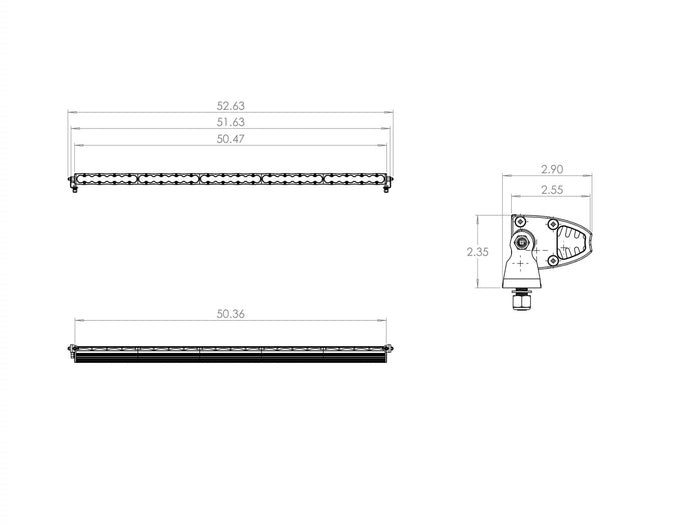 S8 Straight LED Light Bar <br> Length 50in X Depth 3in X Height 1.6in
