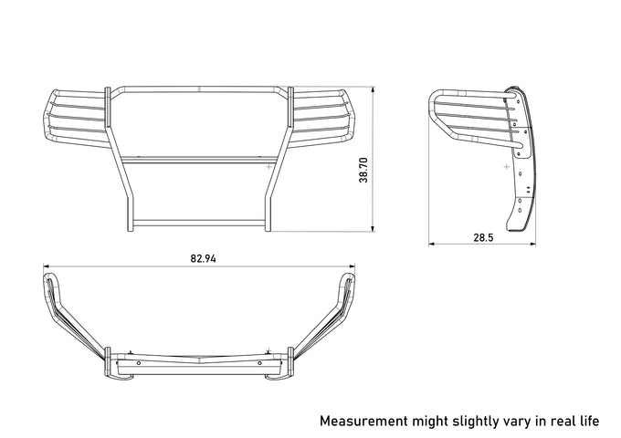 Modular Design Black Powder Coat Grille Guard <br> 19-21 GMC Sierra 1500