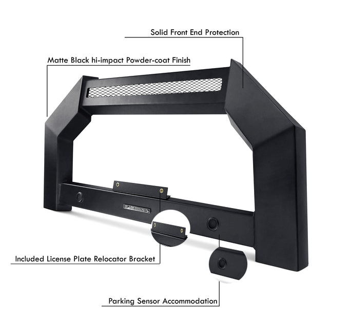 Armour Matte Black Bull Bar without LED Lights <br> 21-24 Jeep Grand Cherokee L