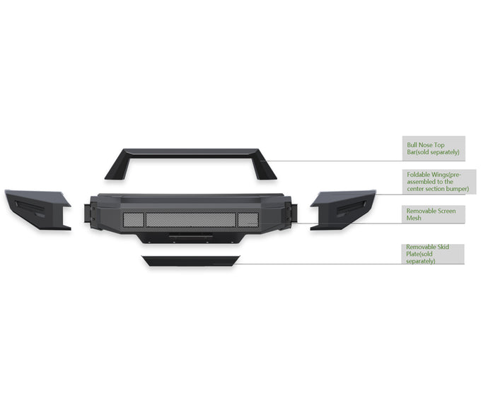 Armour II Heavy Duty Modular Front Bumper <br> 16-18 Chevrolet Silverado 1500