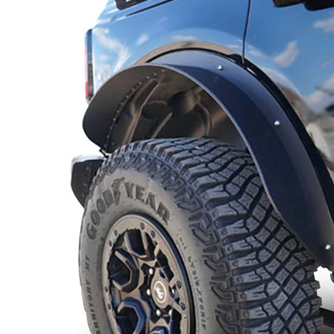 Black Sheet Metal Plate Rear Fender Flares <br> 21-24 Ford Bronco