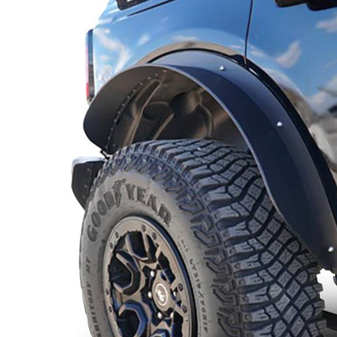Black Sheet Metal Plate Rear Fender Flares <br> 21-24 Ford Bronco
