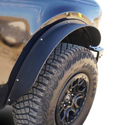 Black Sheet Metal Plate Rear Fender Flares <br> 21-24 Ford Bronco