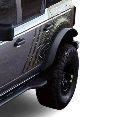 Black Sheet Metal Plate Rear Fender Flares <br> 21-24 Ford Bronco