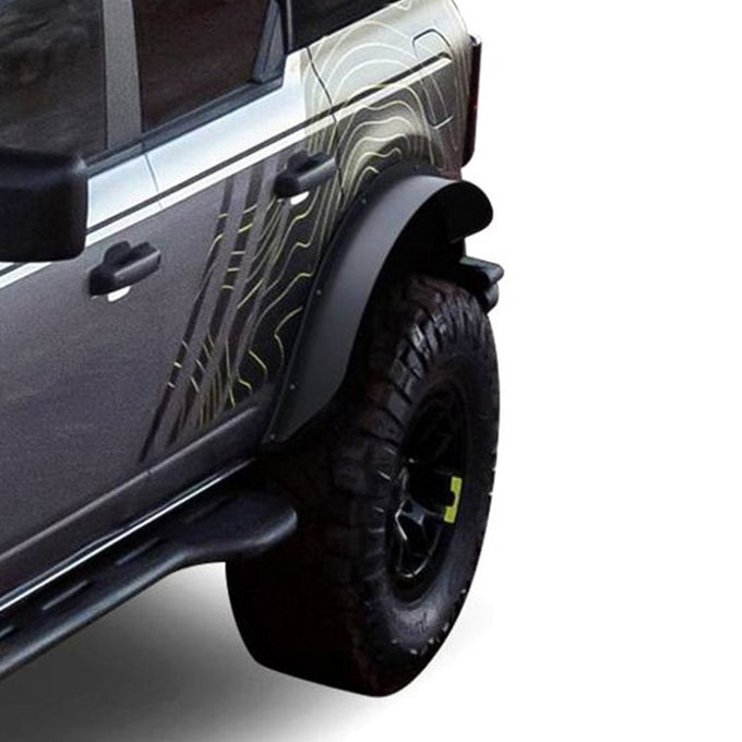 Black Sheet Metal Plate Rear Fender Flares <br> 21-24 Ford Bronco
