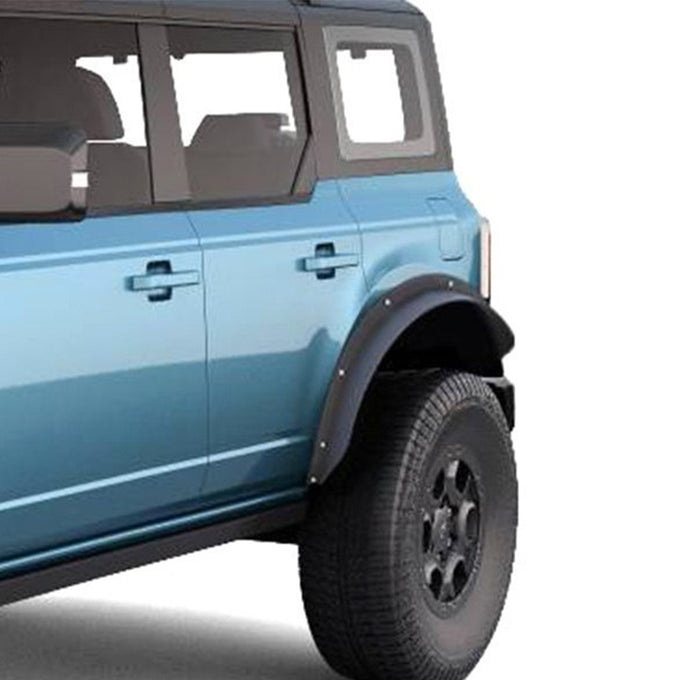 Black Sheet Metal Plate Rear Fender Flares <br> 21-24 Ford Bronco