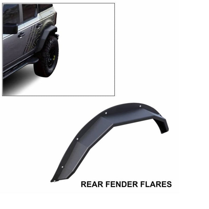 Black Textured Rear Fender Flares <br> 21-24 Ford Bronco