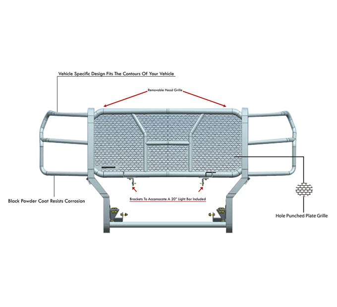Rugged Heavy Duty Grille Guard <br> 20-24 Chevy Silverado 2500 3500 HD