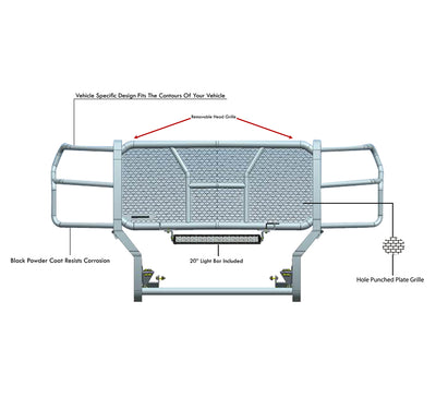 Rugged Heavy Duty Grille Guard Kit <br> 20-24 Chevrolet Silverado 3500 HD
