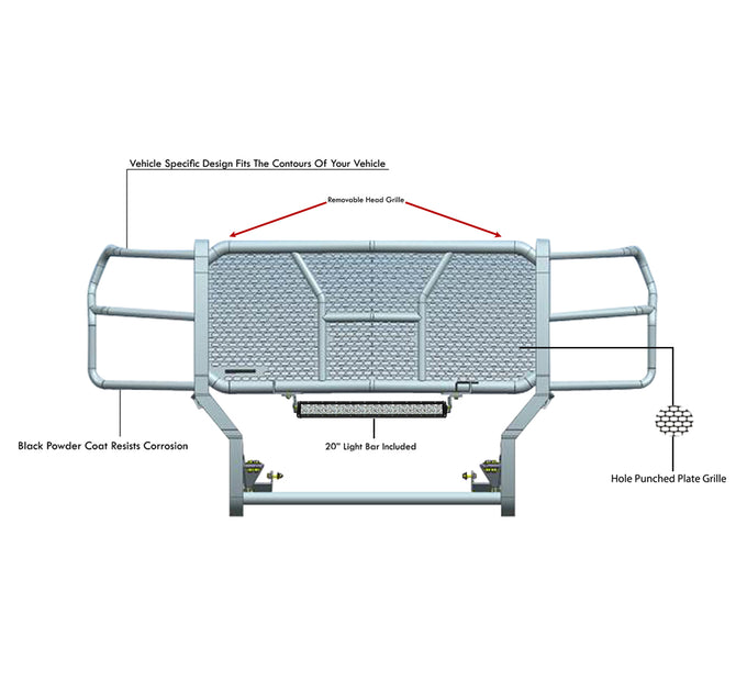 Rugged Heavy Duty Grille Guard Kit <br> 20-24 Chevrolet Silverado 3500 HD