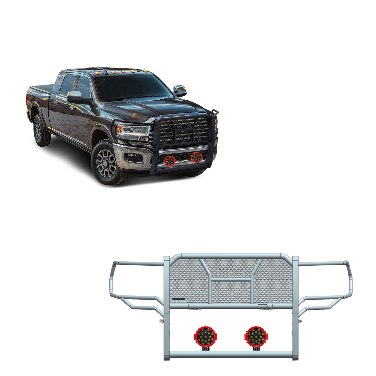 Rugged Heavy Duty Grille Guard Kit <br> 19-24 Ram 2500 3500