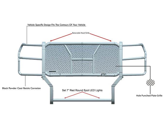 Rugged Heavy Duty Grille Guard Kit <br> 17-22 Ford F-250 350 450 550 Super Duty