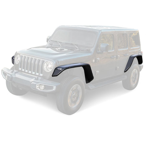 Black Steel Full Set of Tubular Fender Flares <br> 18-24 Jeep Wrangler