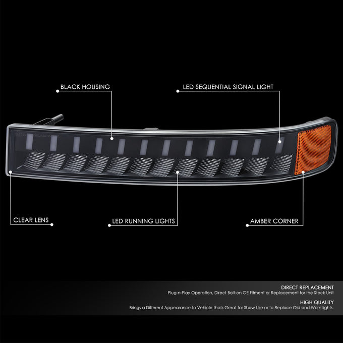 LED DRL Sequential Signal Bumper Lights <br> 03-23 Chevy/GMC Express Savana 1500 2500 3500