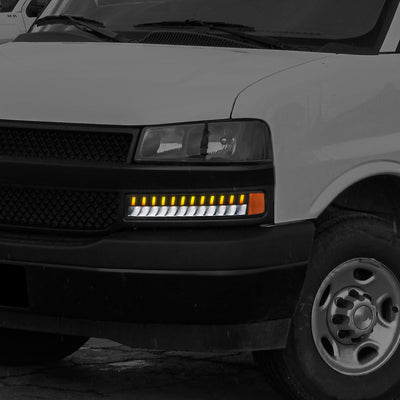 LED DRL Sequential Signal Bumper Lights <br> 03-23 Chevy/GMC Express Savana 1500 2500 3500