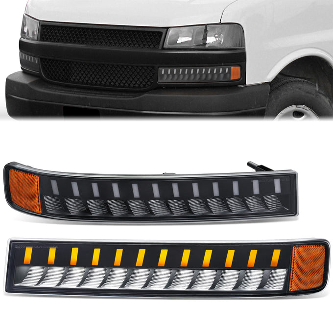 LED DRL Sequential Signal Bumper Lights <br> 03-23 Chevy/GMC Express Savana 1500 2500 3500