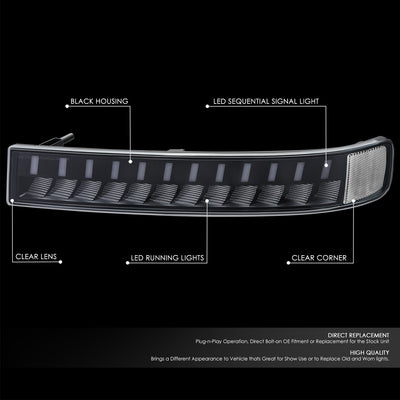 LED DRL Sequential Signal Bumper Lights <br> 03-23 Chevy/GMC Express Savana 1500 2500 3500