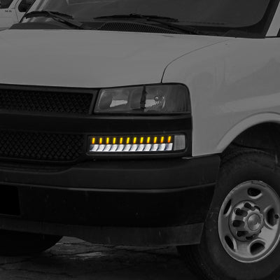 LED DRL Sequential Signal Bumper Lights <br> 03-23 Chevy/GMC Express Savana 1500 2500 3500