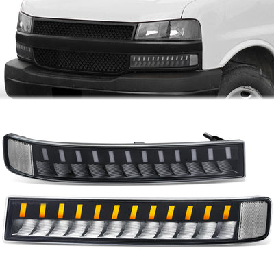 LED DRL Sequential Signal Bumper Lights <br> 03-23 Chevy/GMC Express Savana 1500 2500 3500