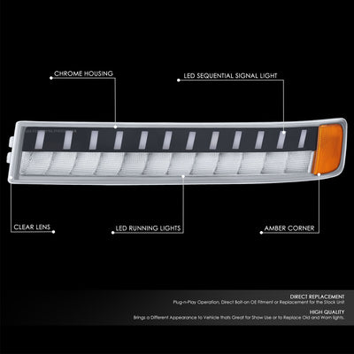LED DRL Sequential Signal Bumper Lights <br> 03-23 Chevy/GMC Express Savana 1500 2500 3500