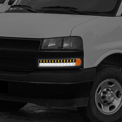 LED DRL Sequential Signal Bumper Lights <br> 03-23 Chevy/GMC Express Savana 1500 2500 3500