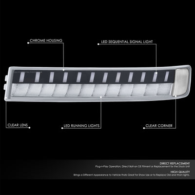 LED DRL Sequential Signal Bumper Lights <br> 03-23 Chevy/GMC Express Savana 1500 2500 3500