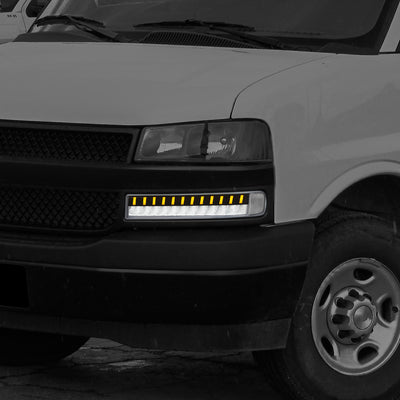 LED DRL Sequential Signal Bumper Lights <br> 03-23 Chevy/GMC Express Savana 1500 2500 3500