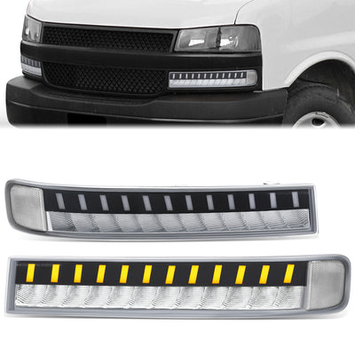 LED DRL Sequential Signal Bumper Lights <br> 03-23 Chevy/GMC Express Savana 1500 2500 3500