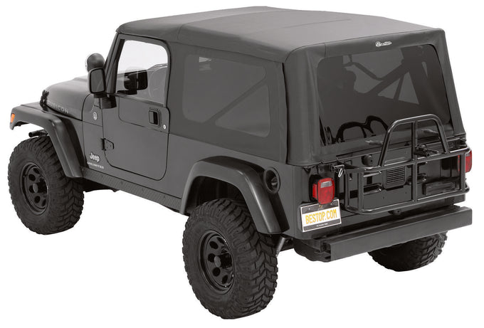 Premium Black Twill Supertop Squareback Soft Top<br>04-06 Jeep Wrangler