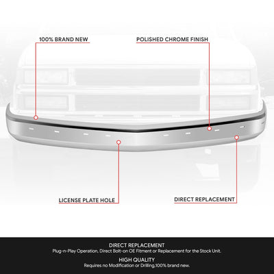 Front Bumper Face Bar (w/ Impact Strips) <br> 88-00 Chevy/GMC C/K 1500 2500 3500
