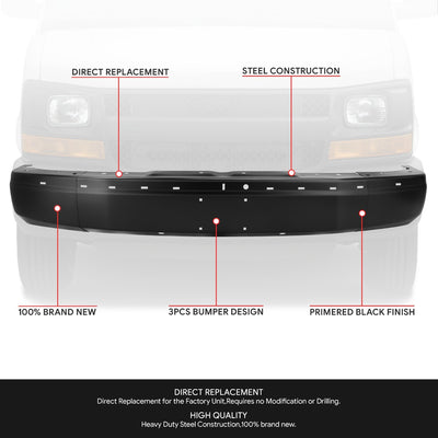 Modular Style Front Bumper <br>03-14 Chevy Express, GMC Savana 1500 2500 3500
