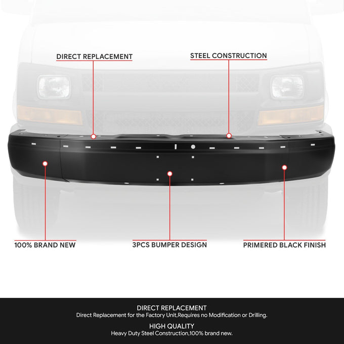 Modular Style Front Bumper <br>03-14 Chevy Express, GMC Savana 1500 2500 3500