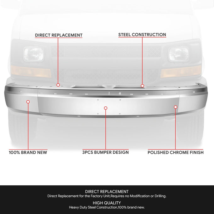 Modular Style Front Bumper <br>03-14 Chevy Express, GMC Savana 1500 2500 3500