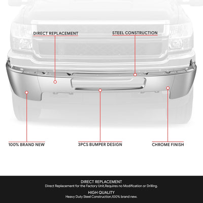 Modular Style Front Bumper w/o Fog Light Cutouts <br>11-14 Chevy Silverado 2500 3500 HD