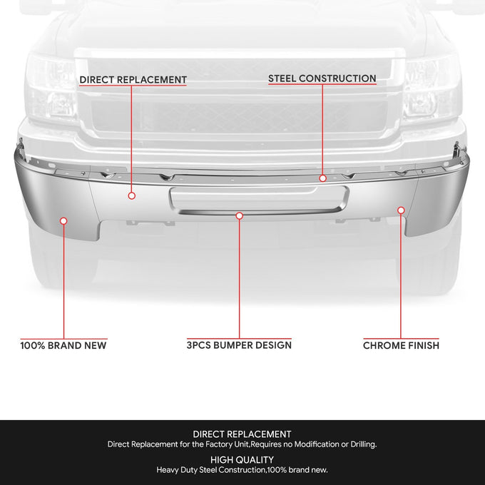 Modular Style Front Bumper w/o Fog Light Cutouts <br>11-14 Chevy Silverado 2500 3500 HD