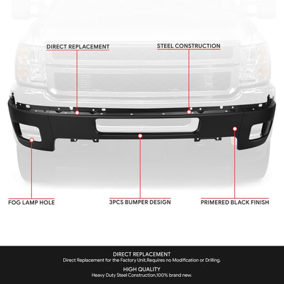 Modular Style Front Bumper w/ Fog Light Cutouts <br>11-14 Chevy Silverado 2500 3500 HD