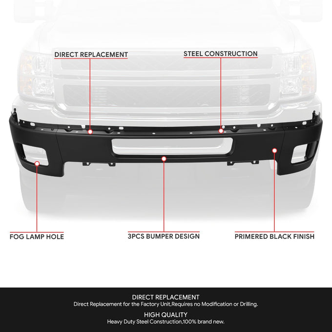 Modular Style Front Bumper w/ Fog Light Cutouts <br>11-14 Chevy Silverado 2500 3500 HD