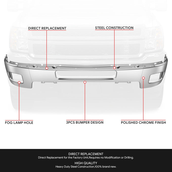 Modular Style Front Bumper w/ Fog Light Cutouts <br>11-14 Chevy Silverado 2500 3500 HD