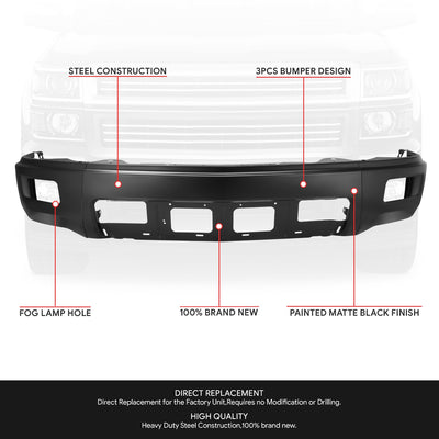 Modular Style Front Bumper (w/Fog Lamps Holes) <br>14-15 Chevy Silverado 1500