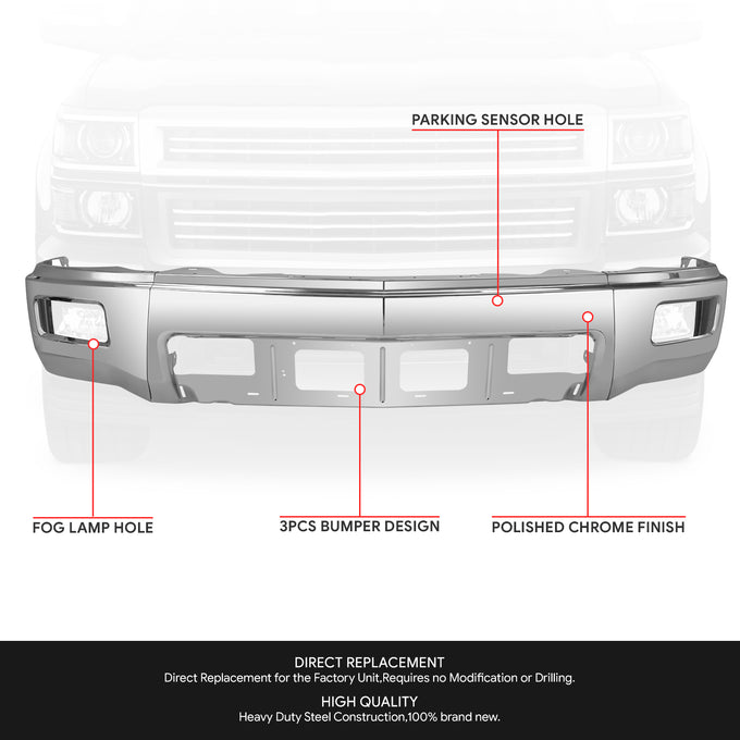 Modular Style Front Bumper (w/Fog Lamps Holes) <br>14-15 Chevy Silverado 1500