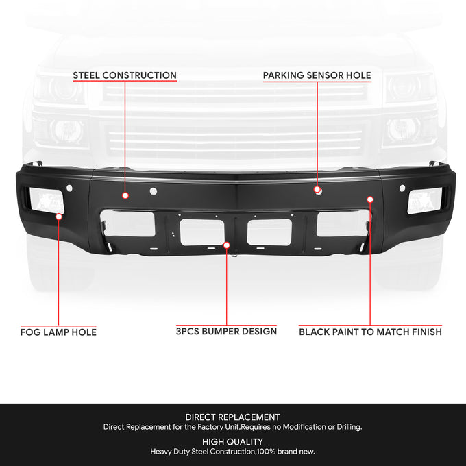 Modular Style Front Bumper (w/Fog Lamps Holes) <br>14-15 Chevy Silverado 1500