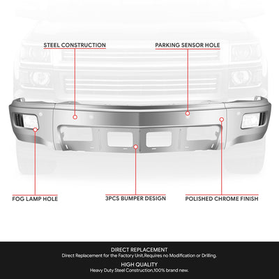 Modular Style Front Bumper (w/Fog Lamps Holes) <br>14-15 Chevy Silverado 1500