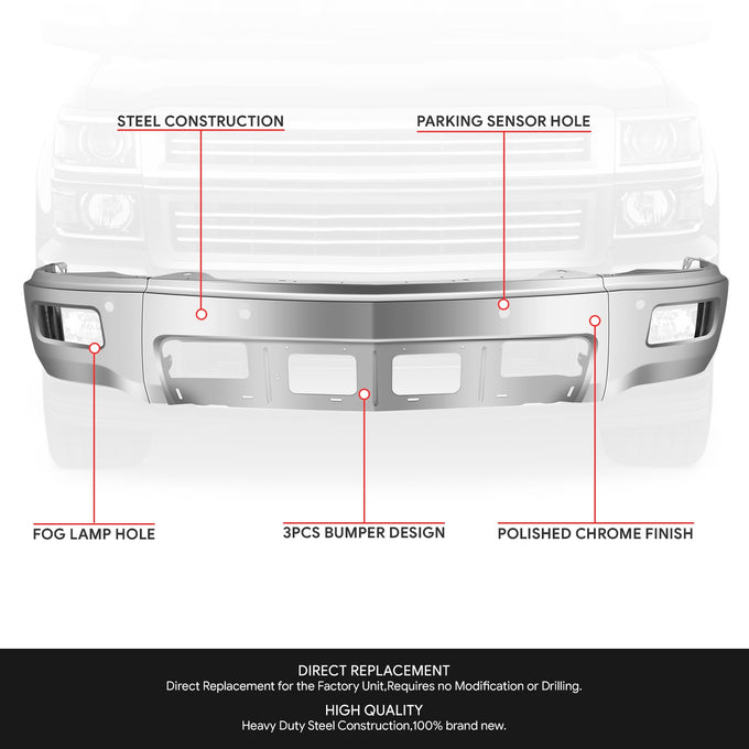 Modular Style Front Bumper (w/Fog Lamps Holes) <br>14-15 Chevy Silverado 1500