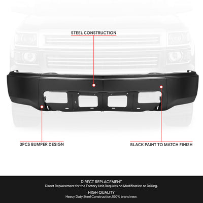 Modular Style Front Bumper (w/o Fog Lamps Holes) <br>14-15 Chevy Silverado 1500